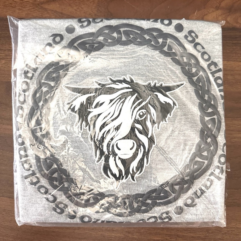 Cotly Scotland Shirt Mens L Large Celtic Knot Graphic Tee Scottish Highland Cow